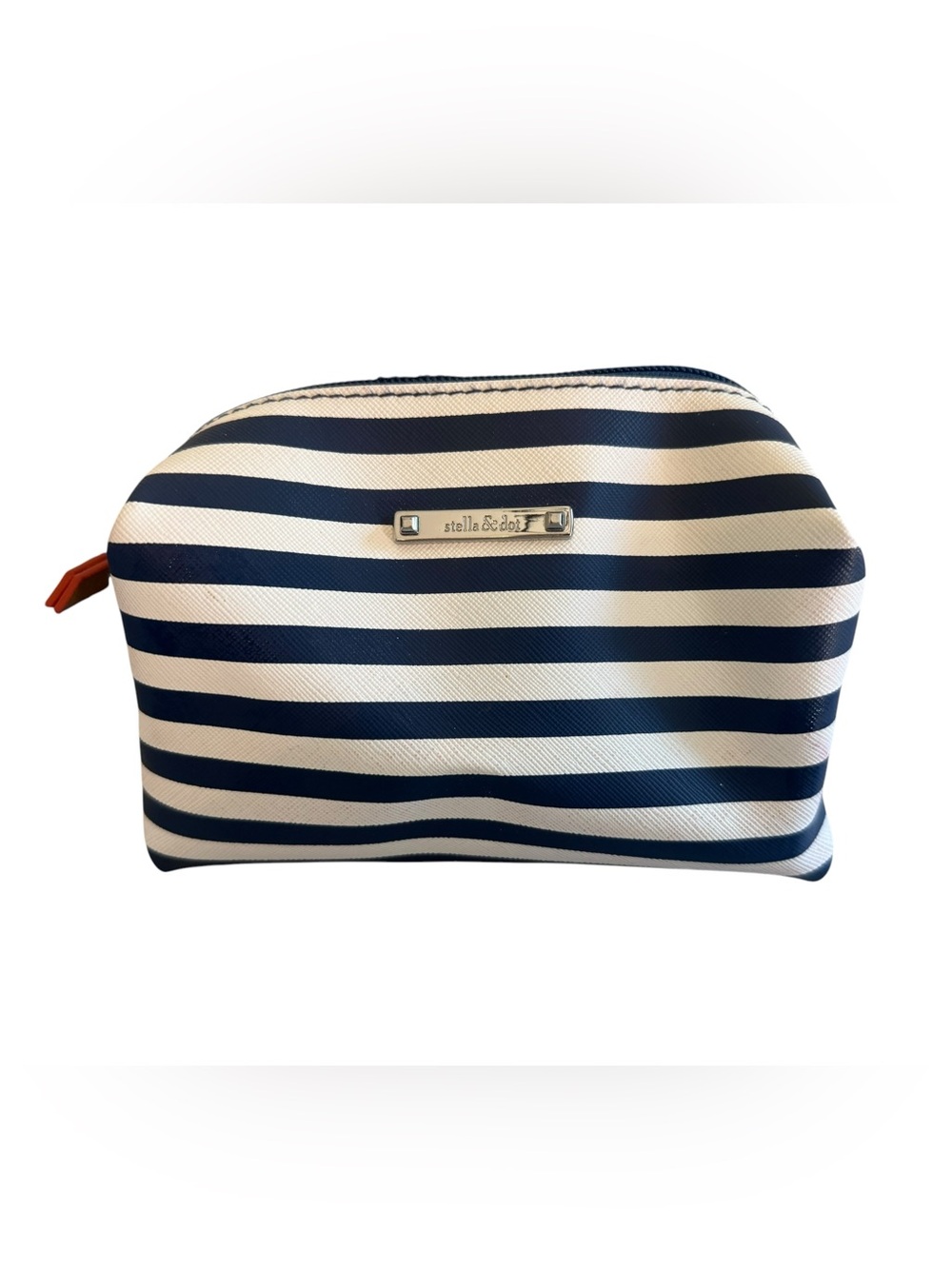 Stella & Dot Navy and White Striped Cosmetic bag/pouch